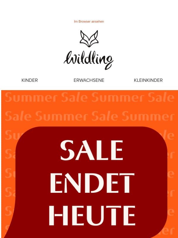 Letzte Chance: Extra -10% enden heute email from Wildling Shoes