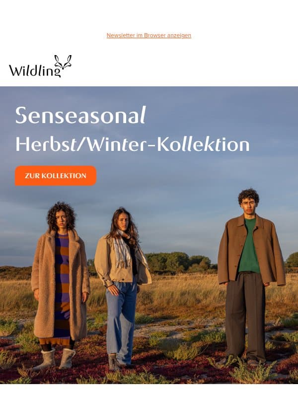 Jetzt erhältlich: Senseasonal – unsere neue Herbst/Winter-Kollektion email from Wildling Shoes
