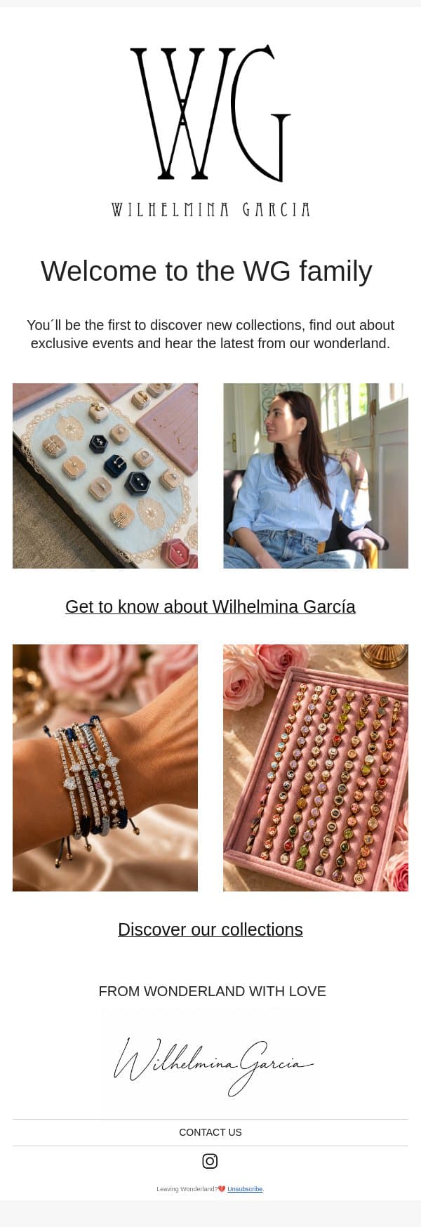 Welcome to the WILHELMINA GARCIA family! đź’Ś email from Wilhelmina Garcia screenshot