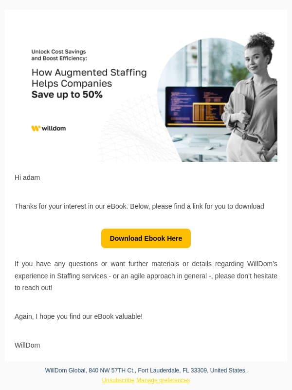 Thank you for your interest in our eBook πͺ email from Willdom