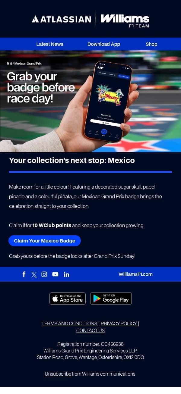 Your collection called. It wants Mexico π²π½ email from Williams Esports screenshot