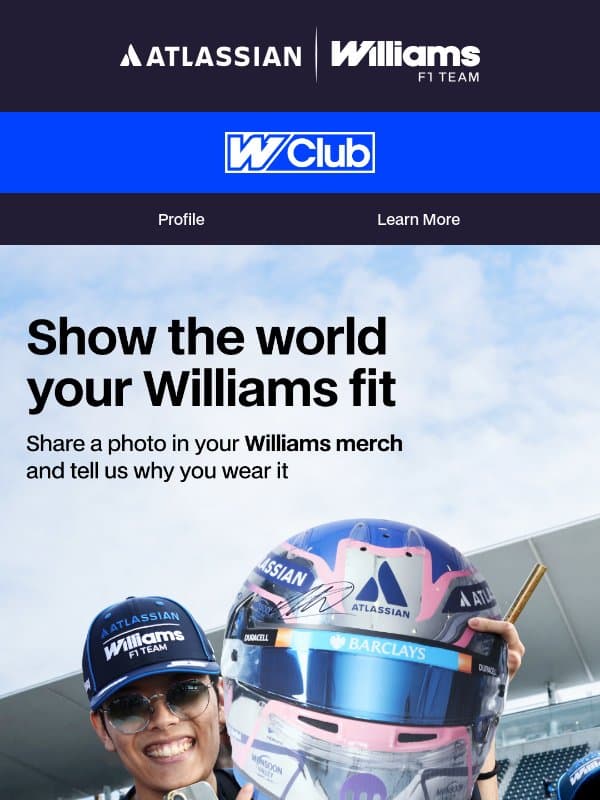 📋1: Open this Email. 2: Earn WClub Points! email from Williams Esports