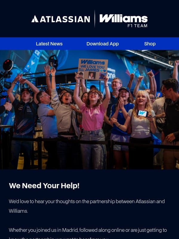 Thank you...and help! 🗣️ email from Williams Esports