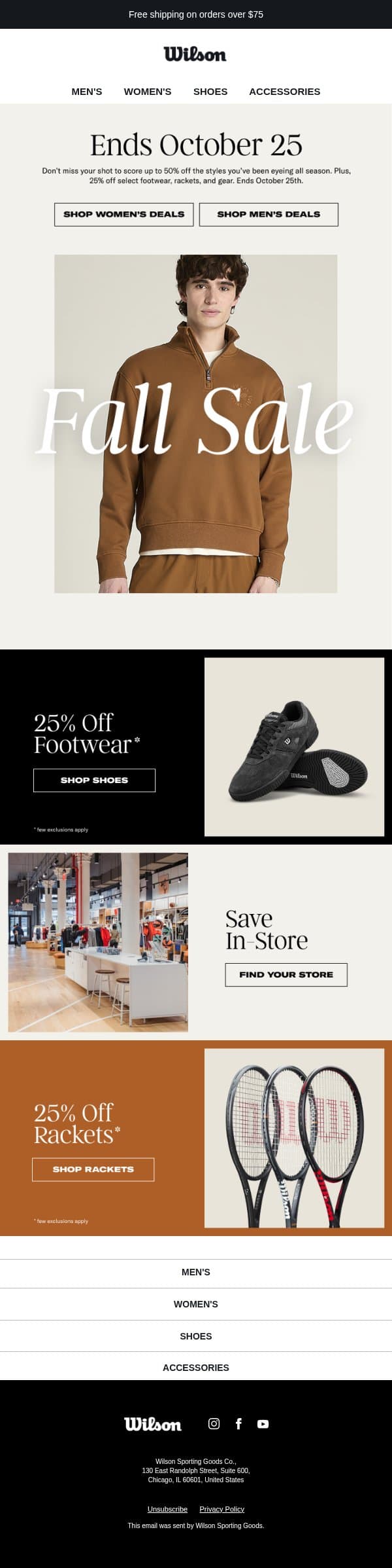 Fall Sale still in play email from Wilson Sporting Goods screenshot