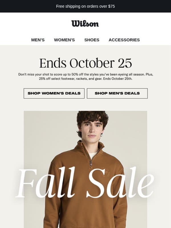 Fall Sale still in play email from Wilson Sporting Goods