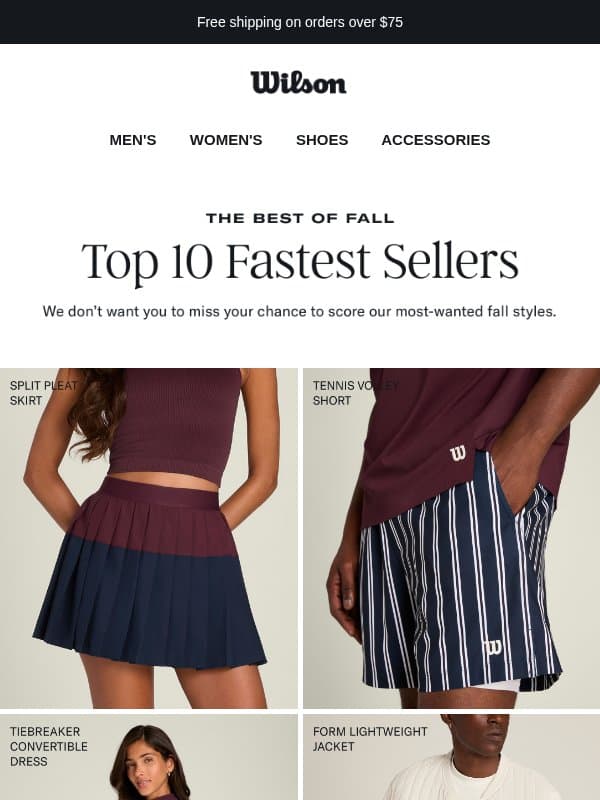 🚨The top 10 styles are *almost* gone. email from Wilson Sporting Goods