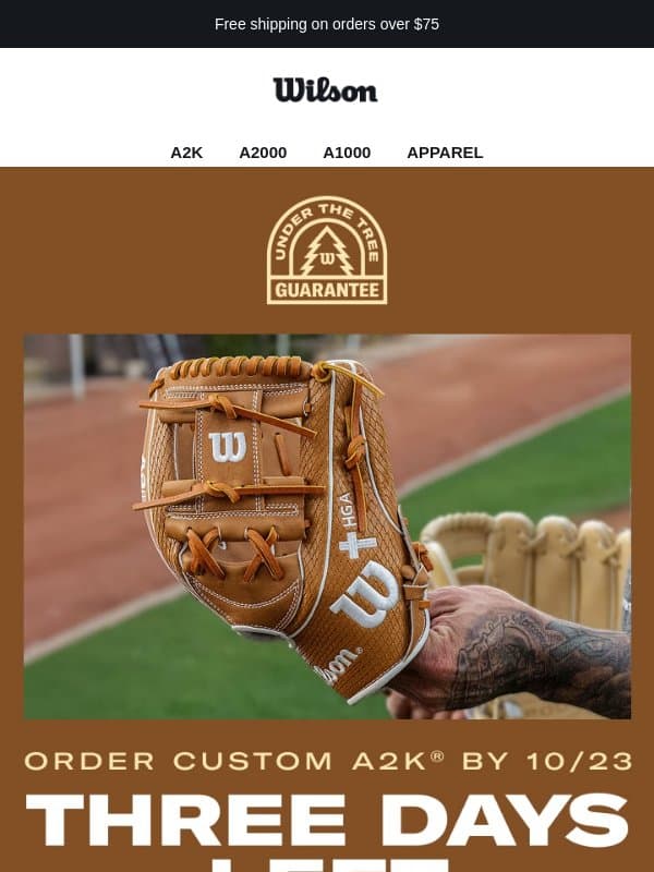 Don't Miss Out On Custom A2K! email from Wilson Sporting Goods