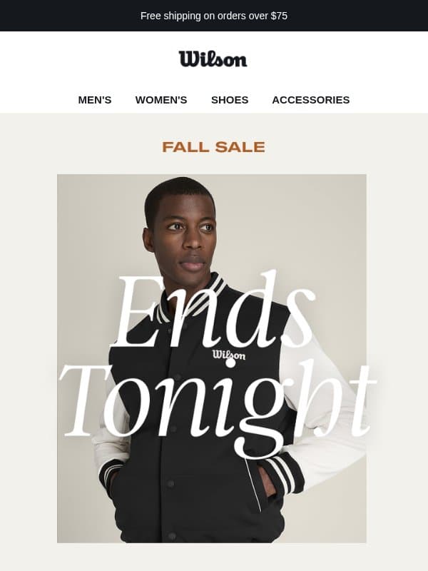It’s match point for our Fall Sale email from Wilson Sporting Goods