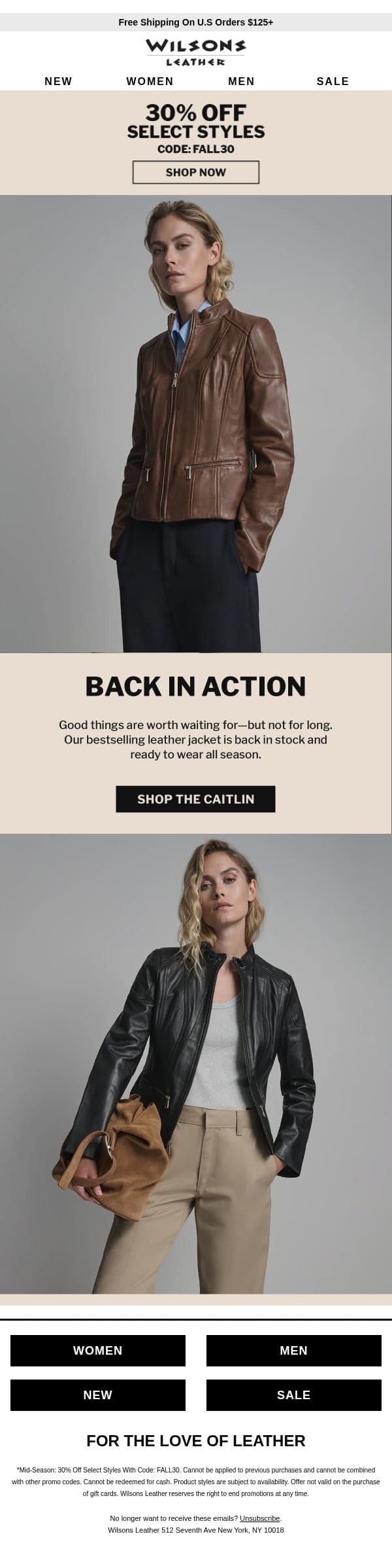 The Caitlin: A Customer Favorite email from Wilson's Leather screenshot