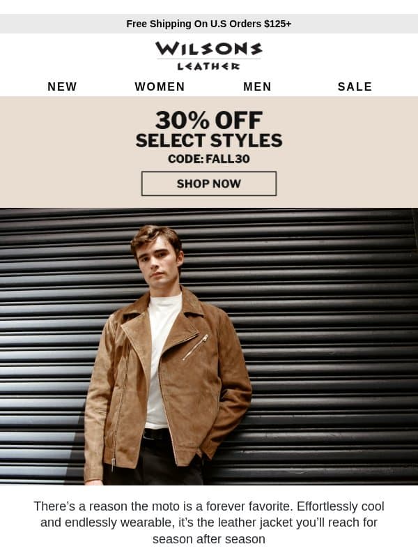 30% Off An Icon for Every Season email from Wilson's Leather