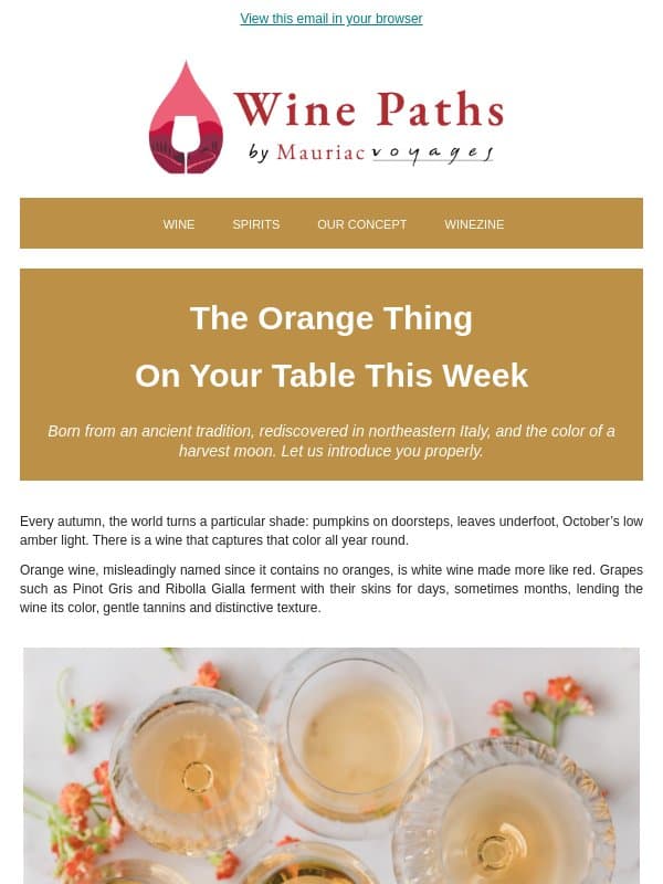 The orange thing on your table this week email from Wine Paths