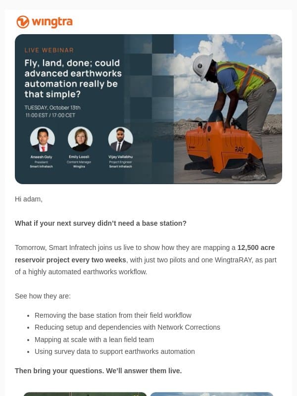 Last call: Network Corrections live tomorrow email from Wingtra