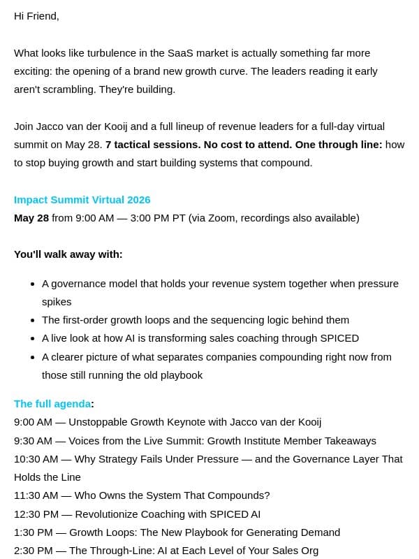Impact Summit goes virtual: Tune in on May 28 email from Winning by Design