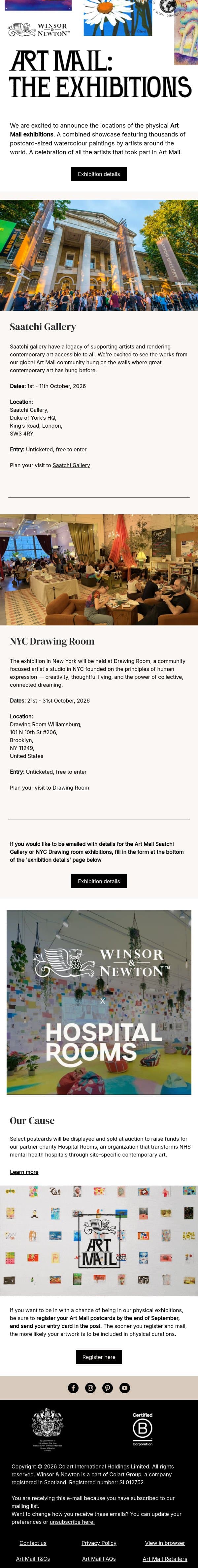 The Art Mail gallery, in person email from Winsor & Newton screenshot