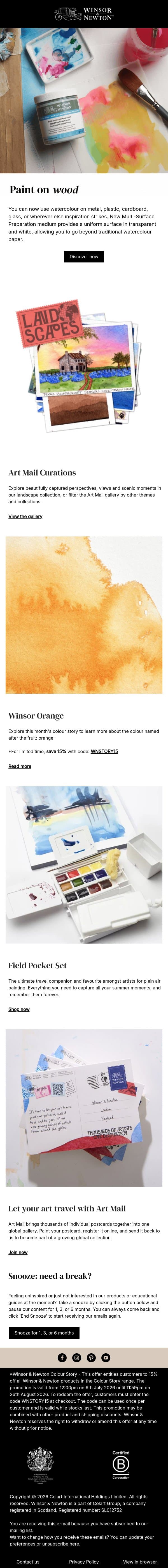 Introducing Multi-Surface Preparation email from Winsor & Newton screenshot