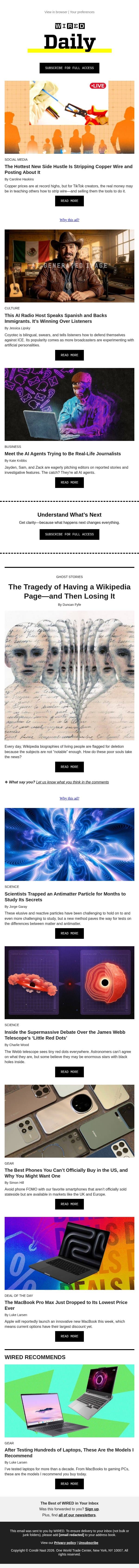 The tragedy of having a Wikipedia page—and then losing it email from Wired screenshot