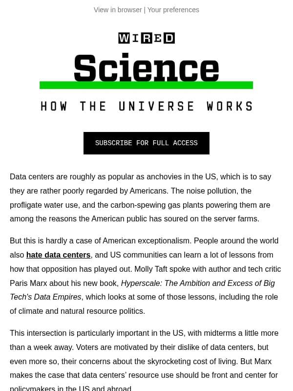 The data center backlash is bigger than America email from Wired
