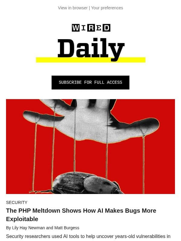The PHP meltdown shows how AI makes bugs more exploitable email from Wired