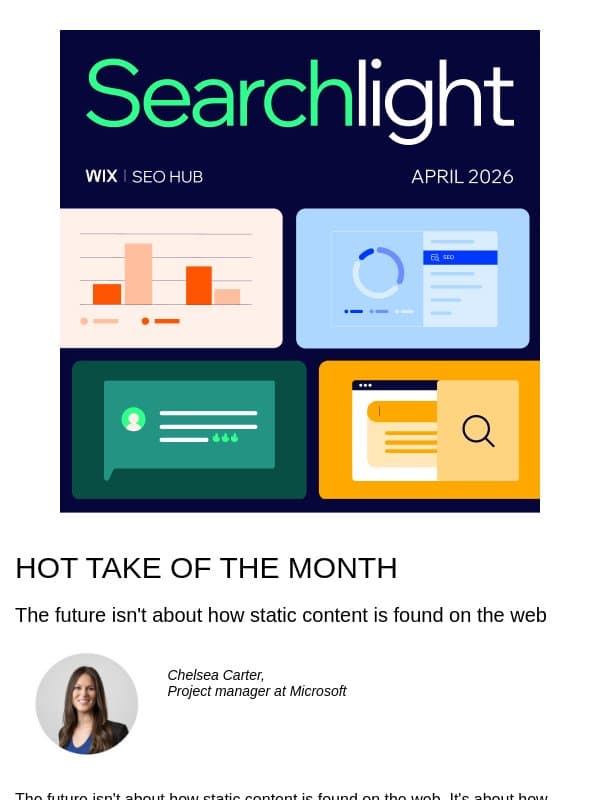 The future of search is here email from Wix Link in Bio