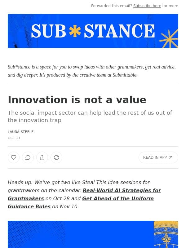 Innovation is not a value email from WizeHive