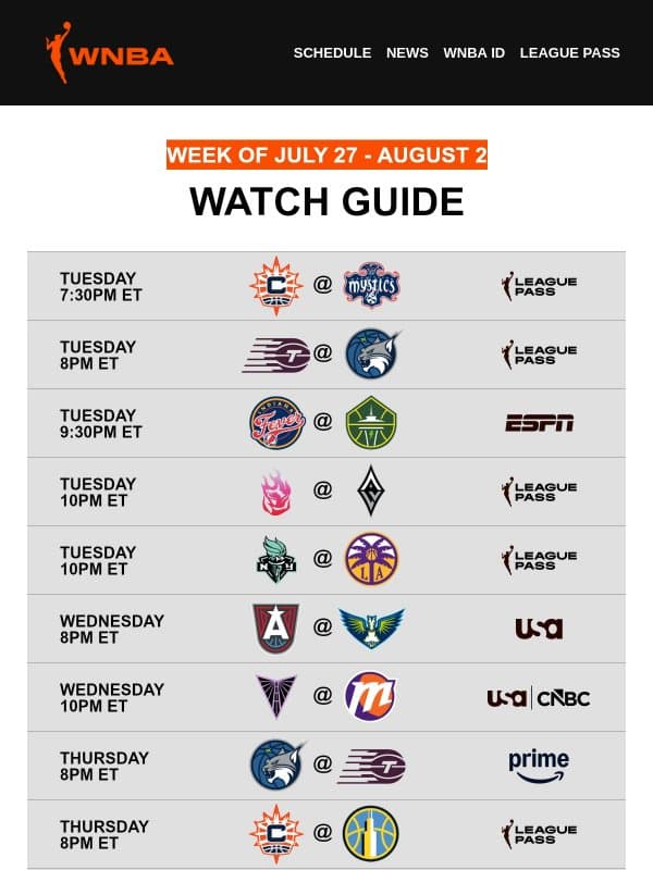 Your WNBA Watch Guide ๐ผ Back to Business email from WNBA