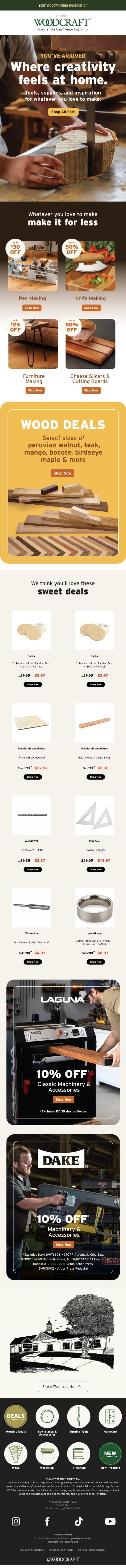 Our Door Is Always Open email from Woodcraft screenshot