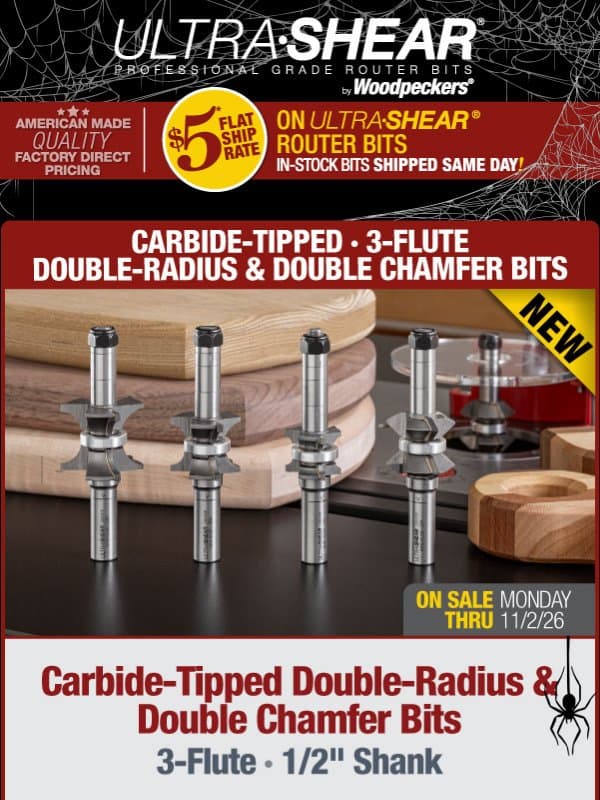 No Ghosts. No Gimmicks. Just Better Router Bits. email from Woodpeckers
