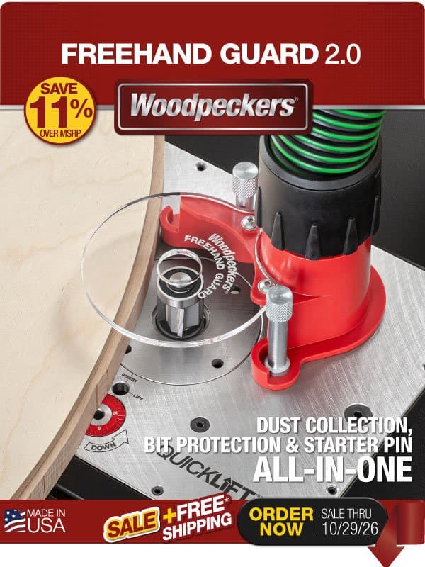 Freehand Routing Doesn't Need To Be Messy. email from Woodpeckers