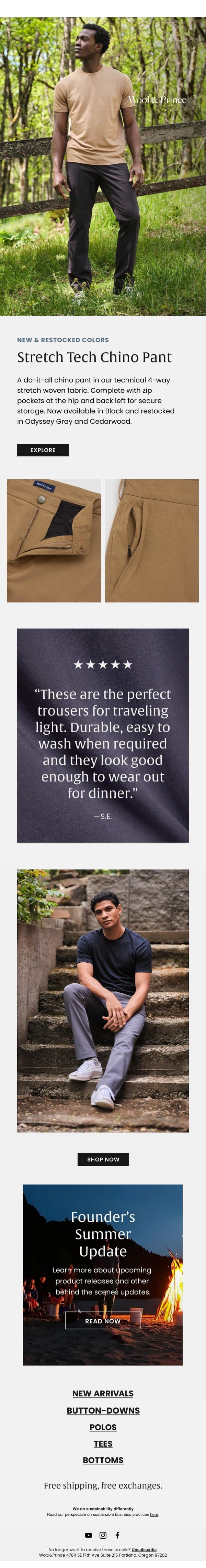 One pant. Every plan. email from Wool & Prince screenshot