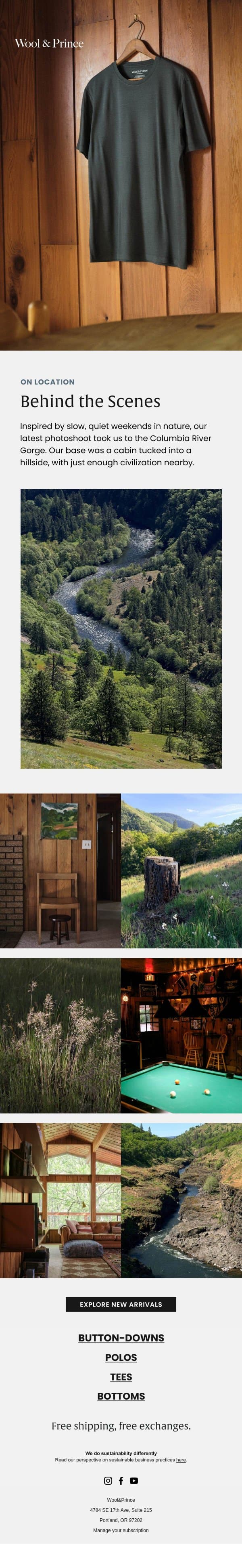 A Weekend Out There email from Wool & Prince screenshot