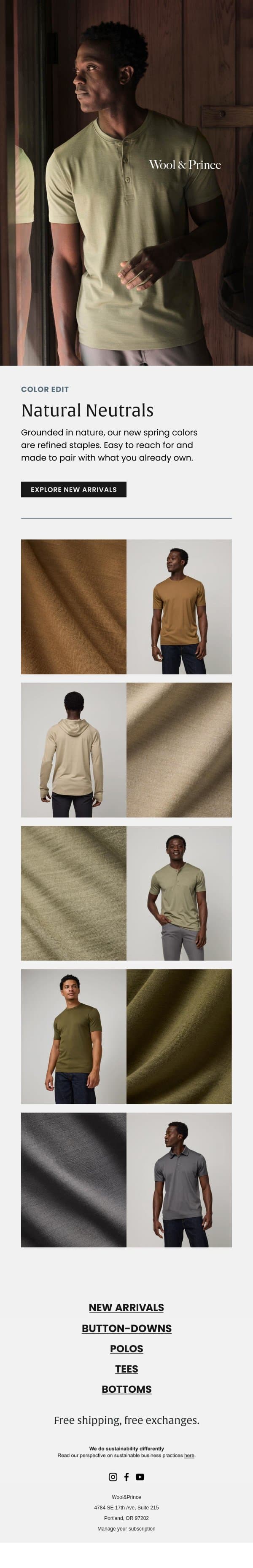 The Neutral edit. email from Wool & Prince screenshot