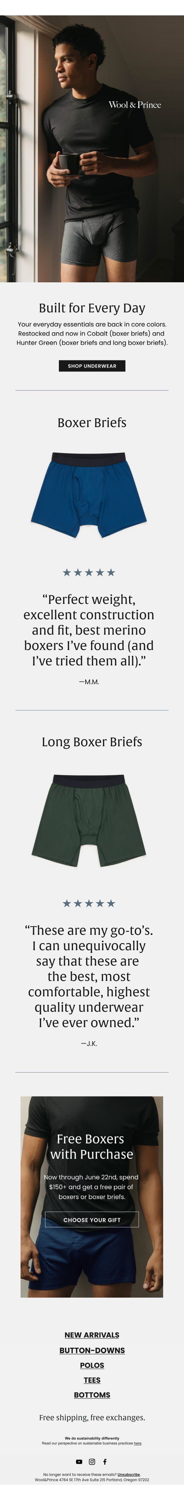 The Best, Most Comfortable Underwear email from Wool & Prince screenshot