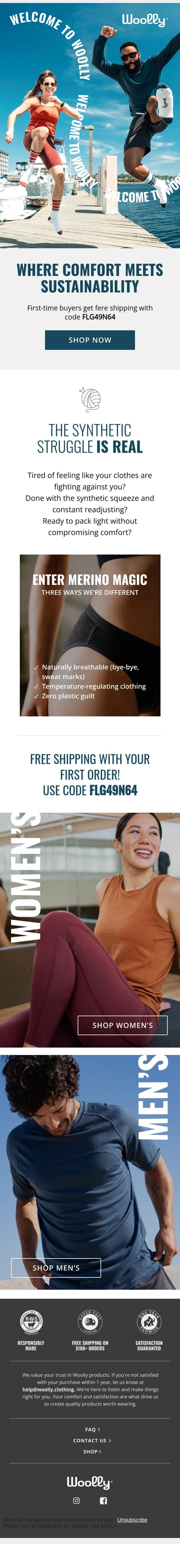 Welcome to Woolly! π€ email from Woolly Clothing screenshot