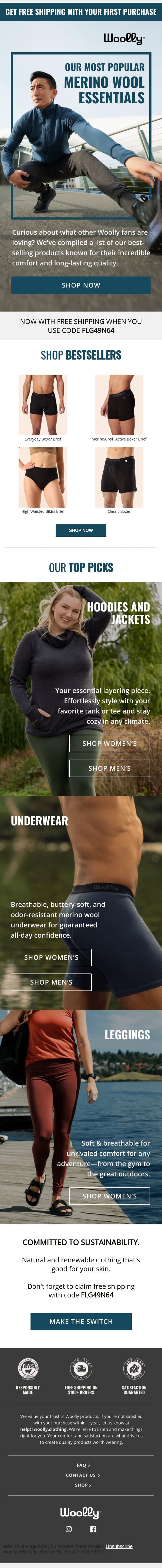 Our most popular merino essentials ✨ email from Woolly Clothing screenshot