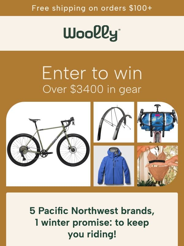 Enter to win over $3400 in gear email from Woolly Clothing