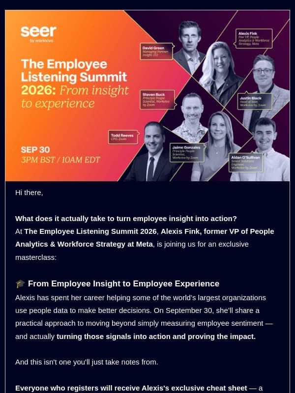 Speaker Spotlight: Learn From Former Meta VP Alexis Fink email from Workvivo