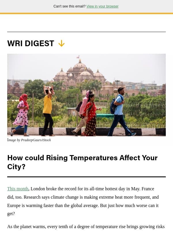 How Hot Will It Get? email from World Resources Institute