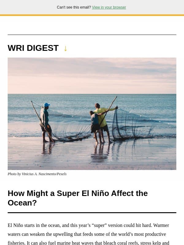 Super El Niño: Ocean Impacts email from World Resources Institute