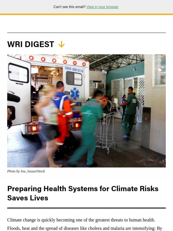 New Research: Health and Climate Change email from World Resources Institute