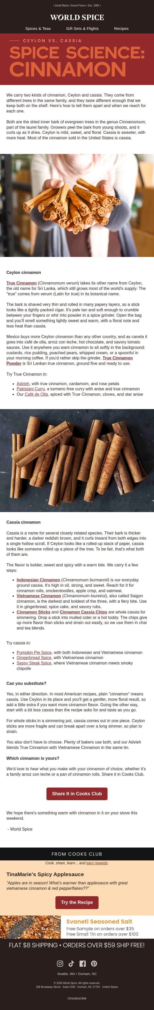 All about the bark email from World Spice Merchants screenshot