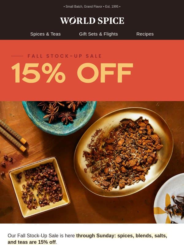 Fill up your spice rack email from World Spice Merchants