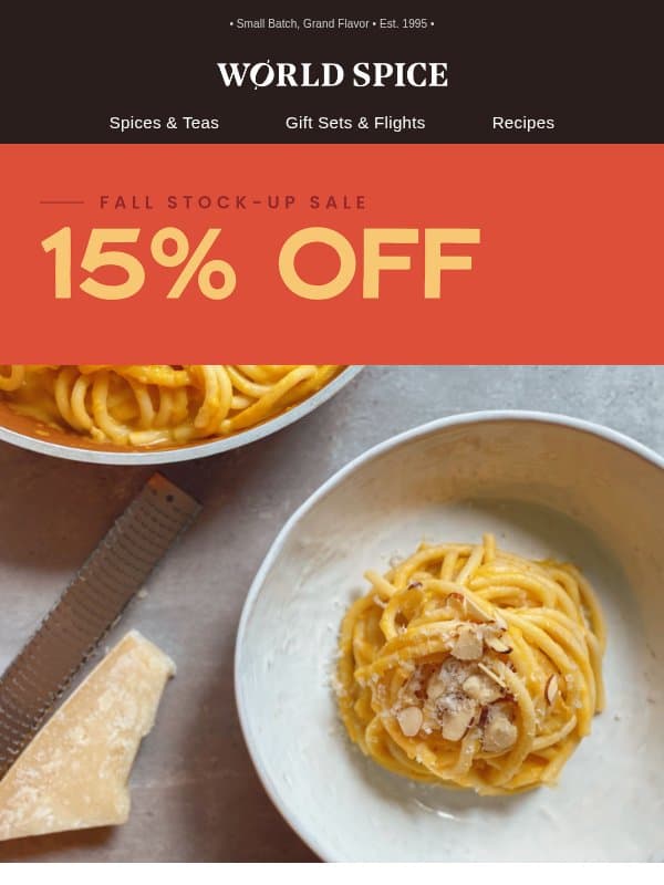 Cozy days ahead email from World Spice Merchants