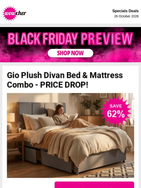🖤 Black Friday Price Drops: your sneak peek 🖤 email from Wowcher