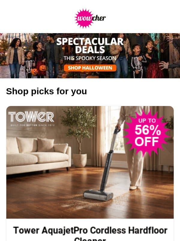 Tower AquajetPro Cordless Hardfloor Cleaner | Chloe Atelier des Fleurs Mini Perfume Gift Set | Kettler Alba Garden Storage Box 300L to 870L | Deddy Bears 30cm Mystery Plush Toy | California Divan Bed with Mattress email from Wowcher