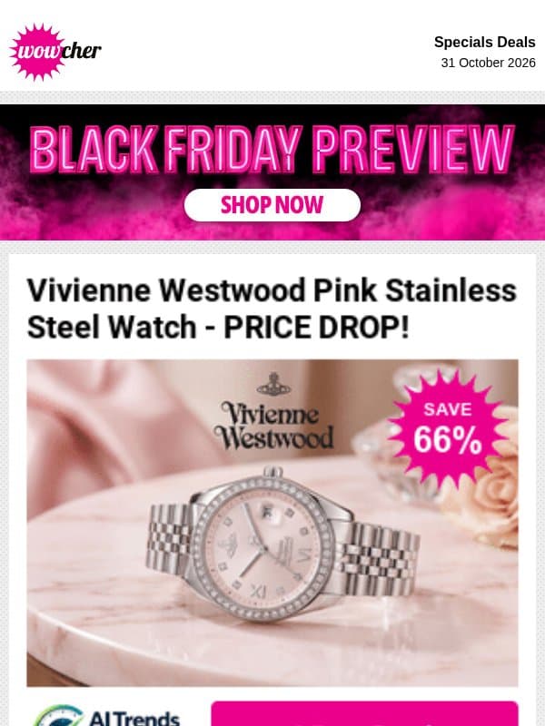 Tap into Black Friday preview price drops this weekend🖤 email from Wowcher