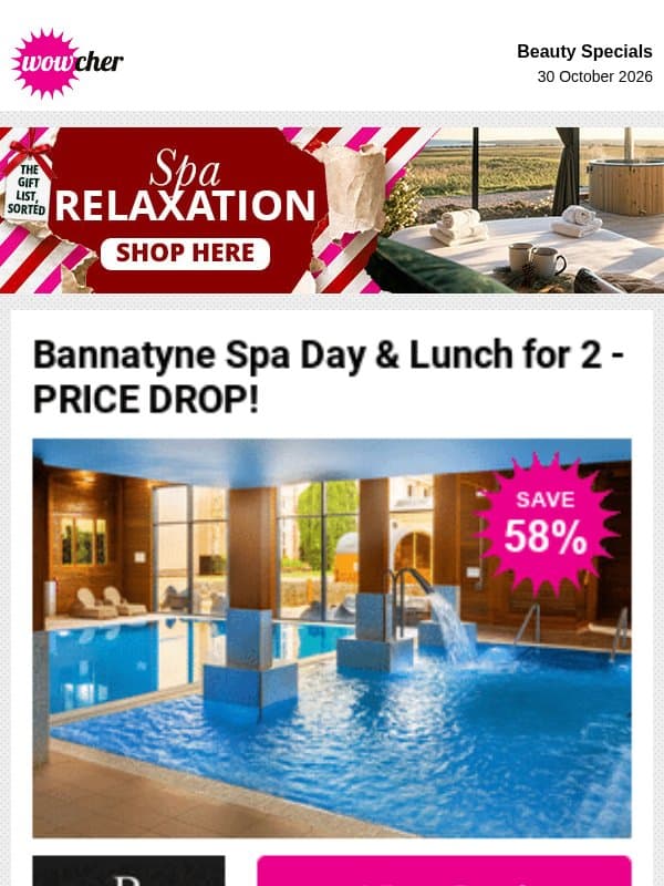 π§ Make time to unwind with Wowcher, browse spa deals email from Wowcher