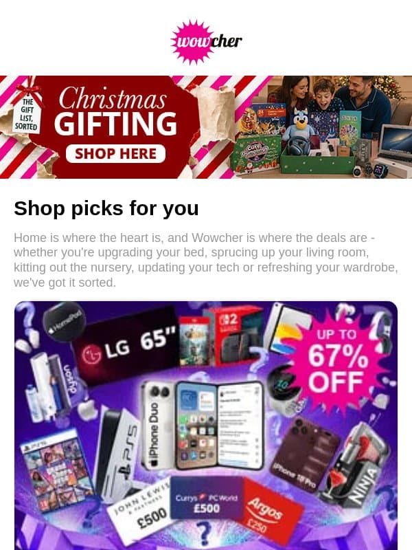 Ultimate Tech Mystery Deal | USB Charging Divan Bed with Mattress | Wicked-Inspired Twin Princess Dresses | Apple MacBook Pro 13" A1278 or 15" A1286 | K18 Molecular Repair Hair Mask email from Wowcher