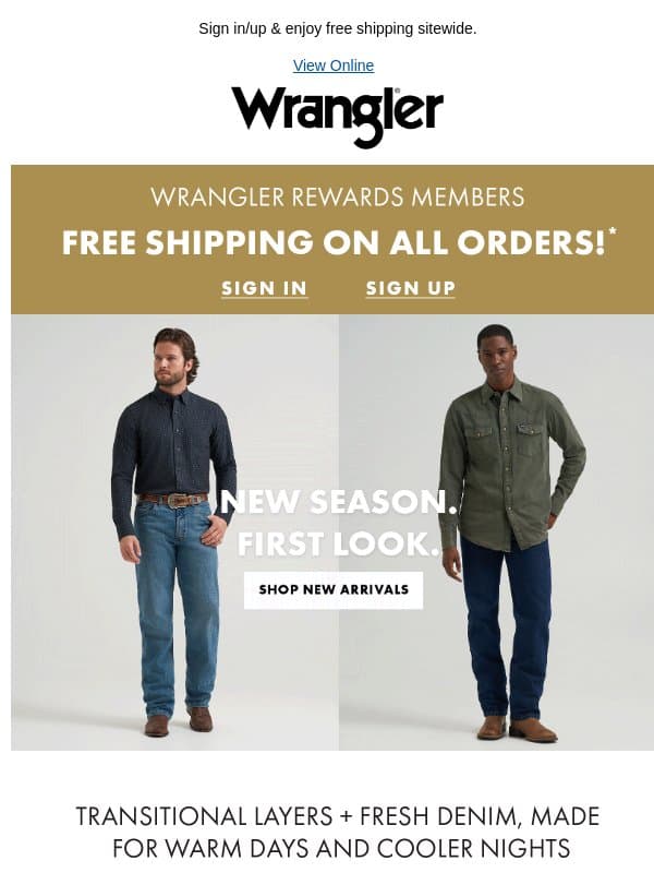 So many new arrivals just dropped! email from Wrangler