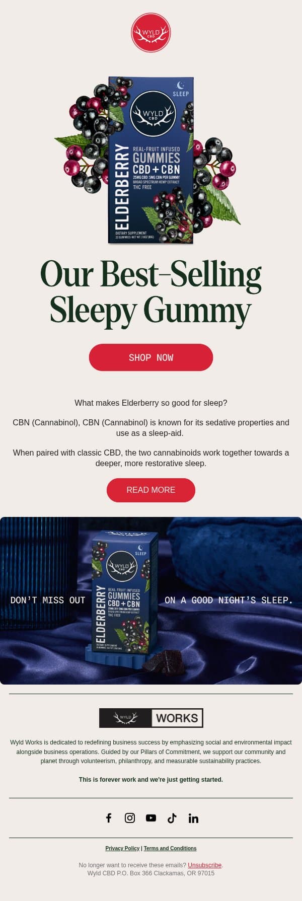 The best-selling cannabinoid 💤 email from Wyld CBD screenshot