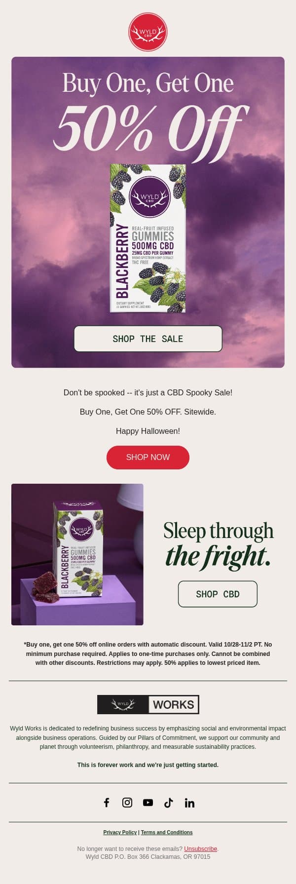 find chill through the thrill π» email from Wyld CBD screenshot